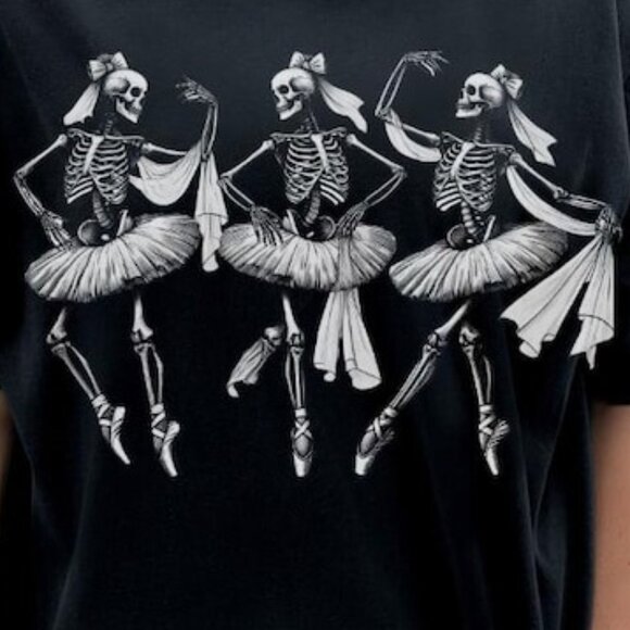 Dancing Skeleton T-Shirt, Gothic Halloween T-Shirt, Dance Lover Skeleton T-Shirt - Picture 2 of 4